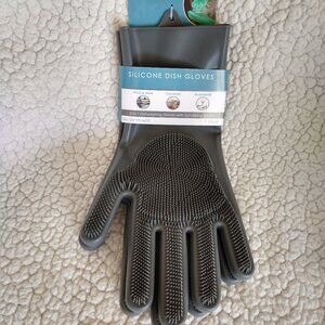 NEW Silicone Dish Gloves 2-1 with Scrubbing Bristles